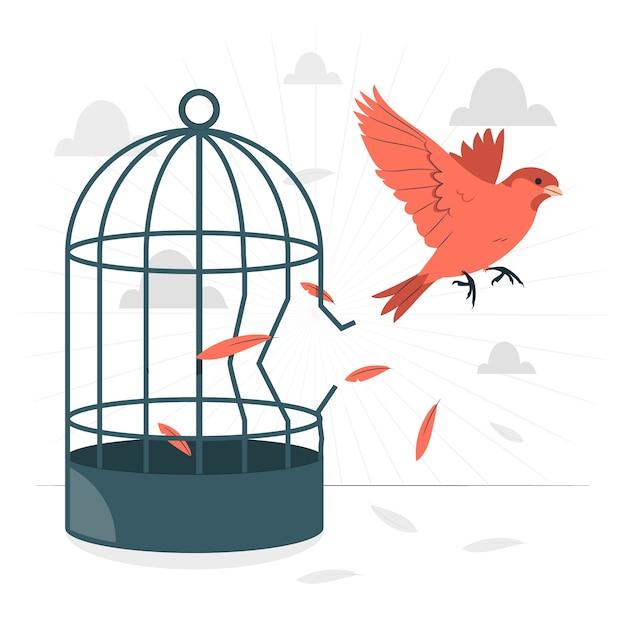 What does the caged bird symbolize? 